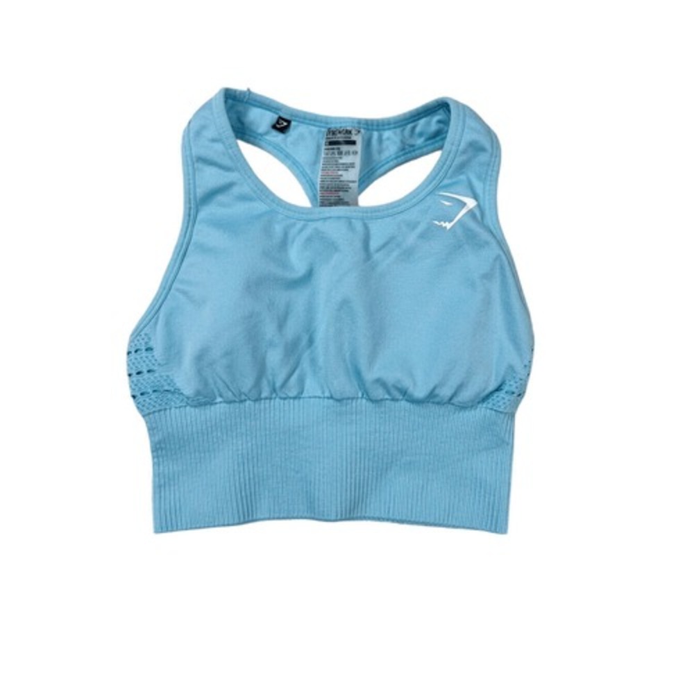 Gymshark Vital Seamless Light Blue Sports Bra Long Line‎ Size XS